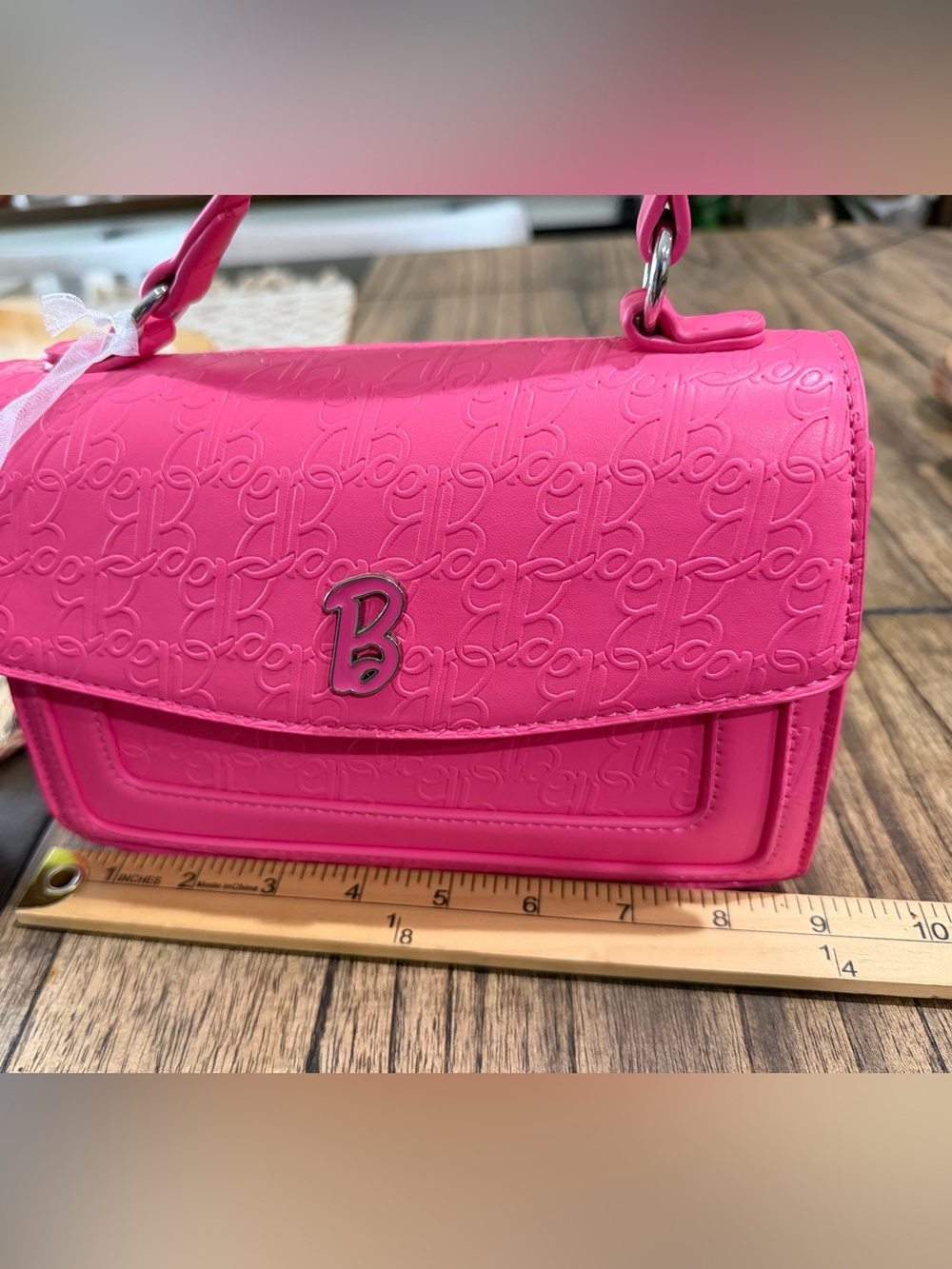 Barbie Hot Pink Embossed Mini Top-Handle Bag - Picture 3 of 17